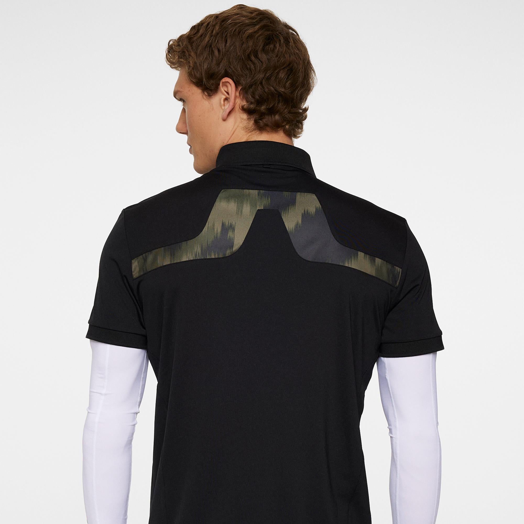 J Lindeberg KV Print Mens Golf Polo Shirt Black
